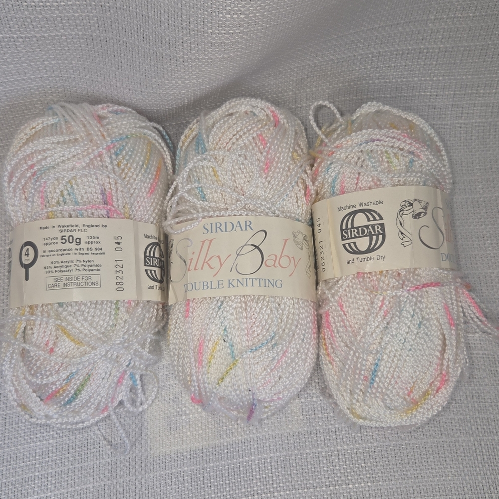 (3) Full Skeins Sirdar Silky Baby Dk Weight Yarn